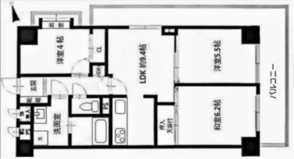 朝霞市三原、マンションの間取り画像です