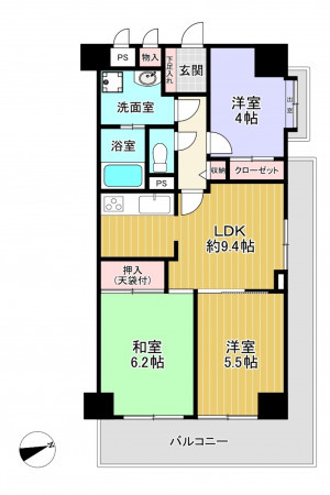 朝霞市三原、マンションの間取り画像です