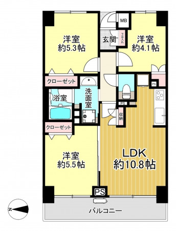 朝霞市三原、マンションの間取り画像です