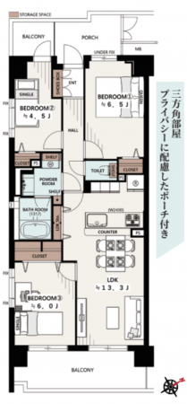 朝霞市東弁財、マンションの間取り画像です