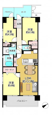 朝霞市東弁財、マンションの間取り画像です