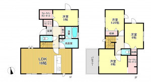 朝霞市溝沼、新築一戸建ての間取り画像です