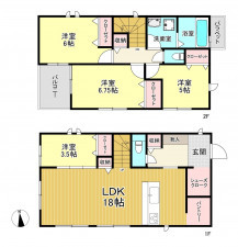 朝霞市溝沼、新築一戸建ての間取り画像です