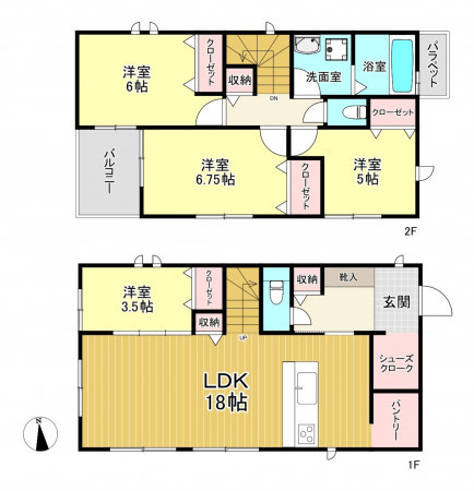 朝霞市溝沼、新築一戸建ての間取り画像です