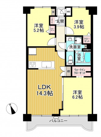 朝霞市栄町、マンションの間取り画像です