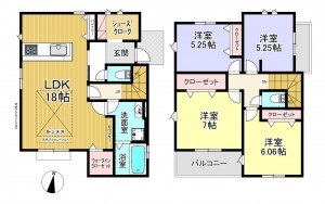 朝霞市根岸台、新築一戸建ての間取り画像です
