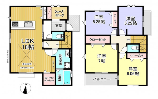 朝霞市根岸台、新築一戸建ての間取り画像です