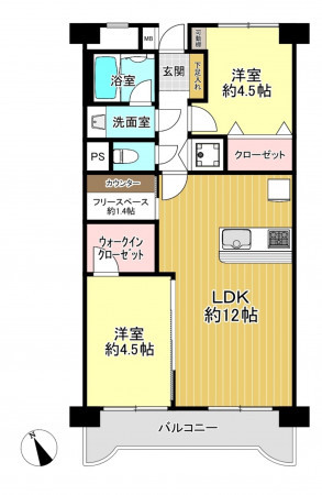 朝霞市栄町、マンションの間取り画像です
