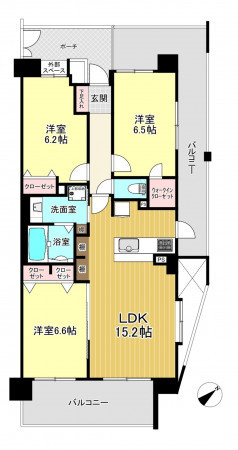 朝霞市膝折町、マンションの間取り画像です