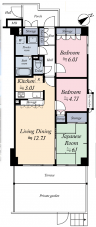 朝霞市根岸台、マンションの間取り画像です