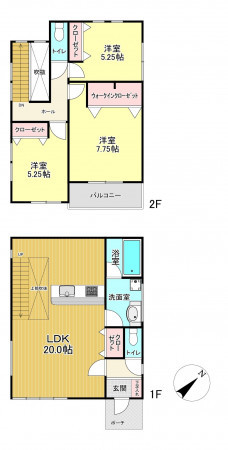 朝霞市宮戸、中古一戸建ての間取り画像です