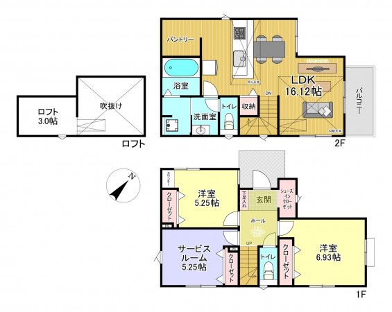 朝霞市根岸台、新築一戸建ての間取り画像です