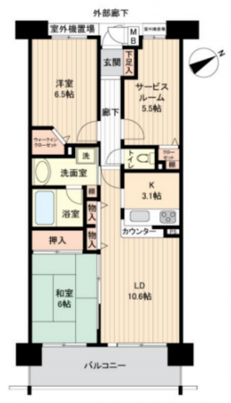 朝霞市膝折町、マンションの間取り画像です