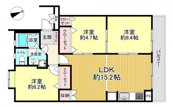 朝霞市溝沼、マンションの間取り画像です