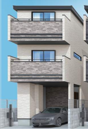 朝霞市朝志ケ丘、新築一戸建ての完成予想図（外観）画像です