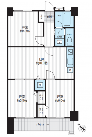 朝霞市溝沼、マンションの間取り画像です