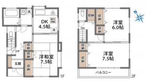 朝霞市溝沼、中古一戸建ての間取り画像です