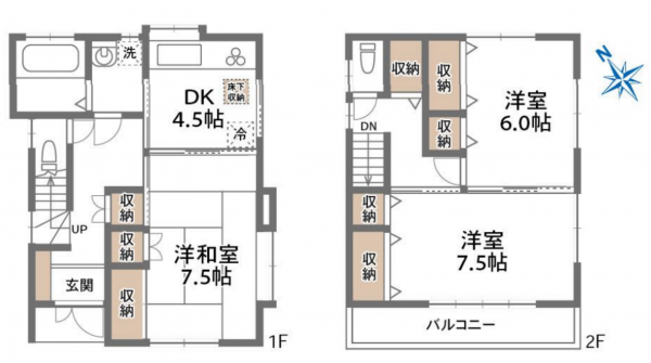 朝霞市溝沼、中古一戸建ての間取り画像です