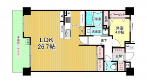 川口市青木、マンションの間取り画像です