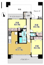 朝霞市膝折町、マンションの間取り画像です