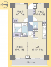 朝霞市三原、マンションの間取り画像です