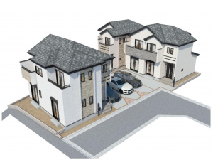 朝霞市幸町、新築一戸建ての完成予想図（外観）画像です