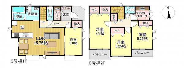 朝霞市幸町、新築一戸建ての間取り画像です
