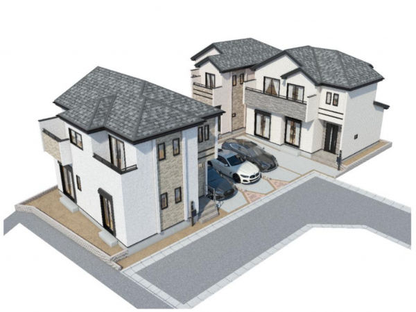 朝霞市幸町、新築一戸建ての完成予想図（外観）画像です