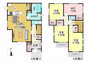 朝霞市幸町、新築一戸建ての間取り画像です