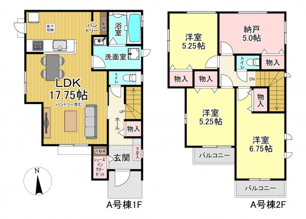 朝霞市幸町、新築一戸建ての間取り画像です