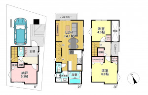 朝霞市溝沼、新築一戸建ての間取り画像です