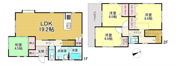 朝霞市溝沼、中古一戸建ての間取り画像です