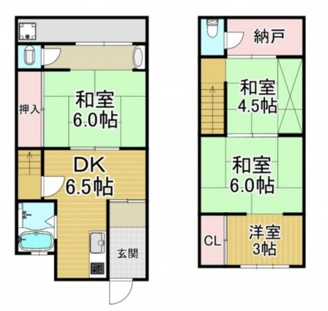 池田市豊島北、中古一戸建ての間取り画像です