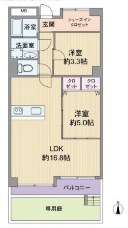 池田市石橋、マンションの間取り画像です