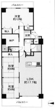 池田市伏尾町、マンションの間取り画像です