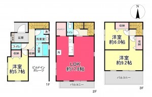 池田市桃園、新築一戸建ての間取り画像です