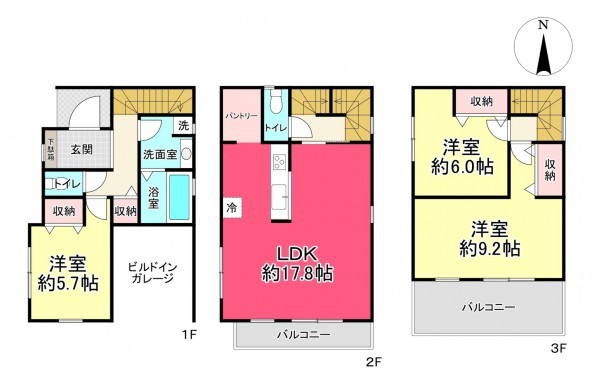 池田市桃園、新築一戸建ての間取り画像です
