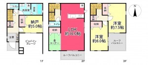 池田市桃園、新築一戸建ての間取り画像です