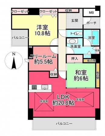 池田市畑、マンションの間取り画像です