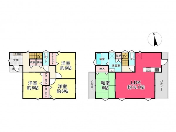 池田市畑、中古一戸建ての間取り画像です