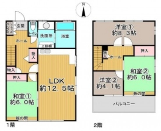 池田市伏尾台、中古一戸建ての間取り画像です