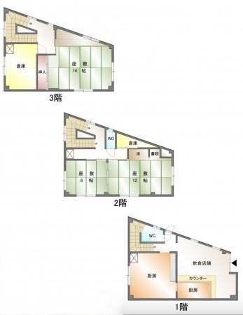 池田市井口堂、収益物件/店舗の間取り画像です