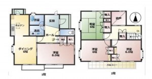 池田市畑、中古一戸建ての間取り画像です