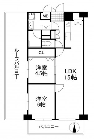 池田市神田、マンションの間取り画像です