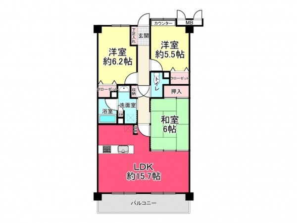 池田市井口堂、マンションの間取り画像です