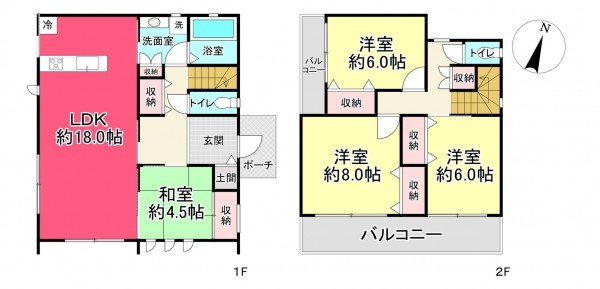 池田市畑、新築一戸建ての間取り画像です