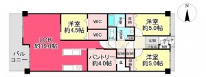 池田市呉服町、マンションの間取り画像です