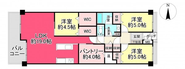 池田市呉服町、マンションの間取り画像です