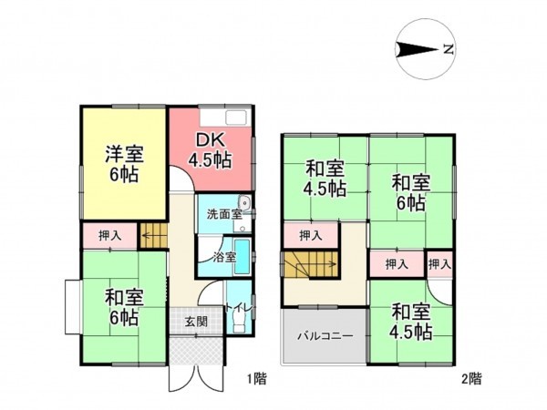 池田市住吉、中古一戸建ての間取り画像です