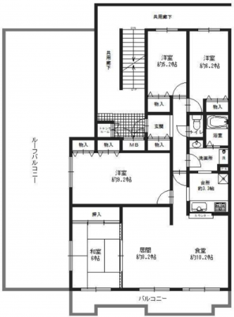 池田市五月丘、マンションの間取り画像です